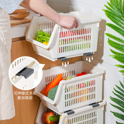 之家物语厨房置物架收纳筐水果蔬菜整理菜篮子，落地多层可叠加滚轮