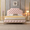 轻奢床美式轻奢实木床，现代简约简奢法式公主床粉色皮床双人主卧床