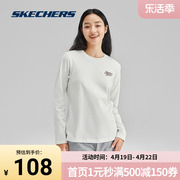 skechers斯凯奇奥莱春季女子，长袖t恤衫全棉，时尚印花百搭