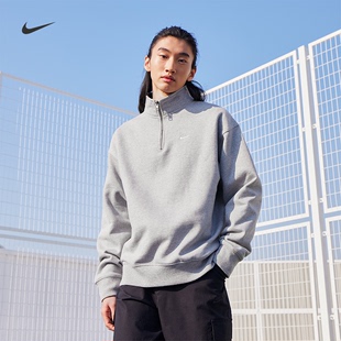 Nike耐克男子加绒上衣春季美式复古半拉链宽松针织潮流DQ5210
