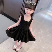 3-5-6岁2女宝宝黑色吊带裙夏款女童连衣裙夏季儿童裙子夏装洋气潮