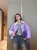 紫色毛领外套女2023年冬季短上衣名媛小香风，时尚气质潮