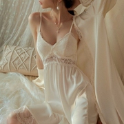 女士真丝吊带睡裙睡衣蕾丝套装women silk suspender nightdress