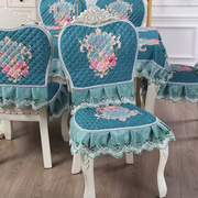 欧式餐桌椅子套罩餐椅垫套装，椅子坐垫靠背，通用板凳子套桌布布艺圆