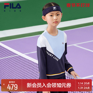 fila斐乐童装儿童，连衣裙2022冬季女童网球，运动时尚撞色裙子