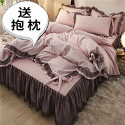韩式公主风床裙四件套全棉纯棉蕾丝被套少女心床单双人床上用品
