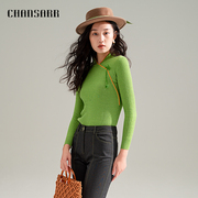 原创设计师品牌chansarr香莎旗袍领毛织，衫825485253
