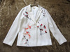 折 外贸女装  重工钉珠定位花小鸟图案长袖白色丝滑质感外套西装