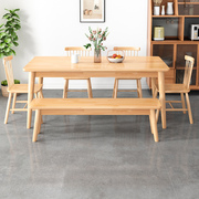 餐桌家用小户型现代简约实木餐桌椅组合原木长方形北欧简易吃饭桌