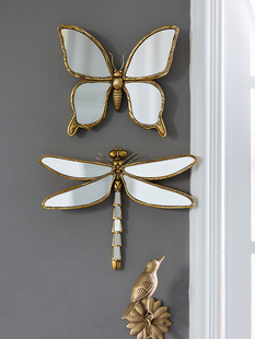 蝴蝶复古装饰镜餐厅背景，墙面装饰品挂件，法式客厅入门玄关创意壁饰