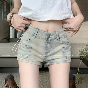 美式辣妹复古做旧性感超短裤，低腰裤牛仔裤女夏季设计感热裤短裤子