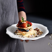 蕾丝盘子复古ins北欧风餐具，陶瓷家用甜品，盘西餐牛排盘纯色饺子盘