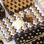 条纹圆点古铜金圣诞(金圣诞，)包装纸简约波点礼物包装纸墙纸书皮纸