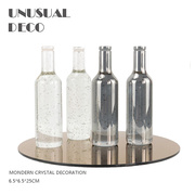 欧式轻奢现代简约水晶气泡酒瓶透明烟灰色瓶子摆件样板房软装饰品