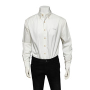 JEEP/吉普长袖衬衫男装春季商务休闲 经典款宽松尖领白色纯棉衬衣