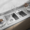 摩恩304不锈钢加厚手工盆厨房水槽双槽套餐台上洗菜盆大双洗碗槽