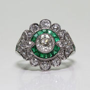 欧美宫廷复古经典饰品祖母绿宝石镶钻女款戒指首饰