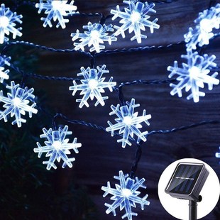 款LED太阳能雪花灯串庭院花园节日小彩灯圣诞树装饰挂灯闪灯