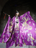 我是朱丽叶原创紫色鸟语丝质，印花雪纺摩洛哥水袖长袍民族风连衣裙