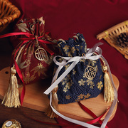 复古创意结婚喜糖袋布袋，喜糖盒子拎绳伴手礼，婚礼糖果包装袋中国风