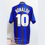 97-98国际米兰国米主场球衣，10号罗纳尔多4号萨内蒂