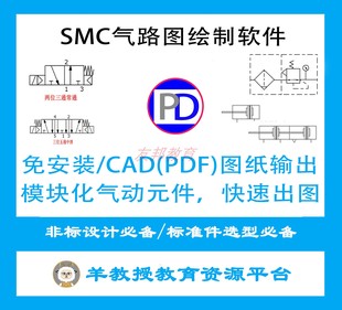 smc气路图绘制软件含教程，免安装气动配件，模块图纸气路原理图纸