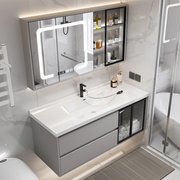 轻奢岩板浴室柜组合现代简约智能，卫生间洗手脸盆柜，收纳洗漱台镜柜