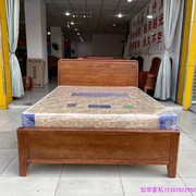 进口橡木金丝柚木色双人床，实木1.5米大床现代简约床1.8米实木