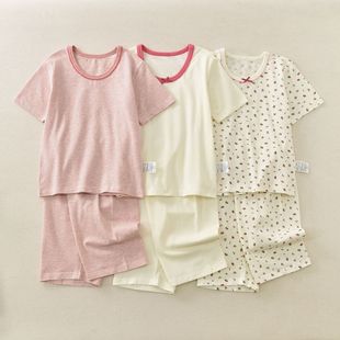 松优西松屋出口日本儿童家居服短袖短裤套装氨棉薄款夏季四季睡衣