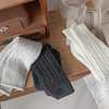 复古羊毛袜子女秋冬季保暖加厚长筒灰色堆堆袜日系粗线麻花中筒袜