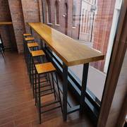 实木休闲铁艺桌椅组合奶茶店酒吧吧台桌咖啡店高脚桌靠窗阳台桌椅