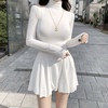加绒连衣裙女2023秋冬白色，高领长袖打底裙修身显瘦性感气质a字裙