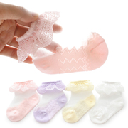 夏季网眼超薄女宝宝蕾丝花边，短袜婴儿童水晶丝袜甜美公主袜0-6岁