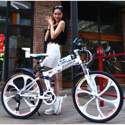 可折叠铝合金超轻便携旅行自行车，全避震双碟刹载人一体轮山地车