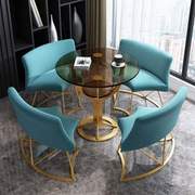 双层钢化玻璃创意小圆桌4s，奶茶店售楼处休闲会客轻奢洽谈桌椅组合