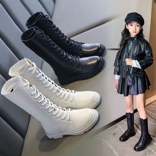 法式女童靴子儿童马丁靴，秋冬时尚高筒靴，中长筒潮长靴单靴公主棉靴
