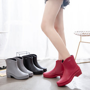 雨鞋女韩国高跟时尚外穿胶鞋短筒雨靴，成人中筒防水鞋保暖棉水靴女