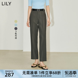 lily2024夏女装(夏女装)通勤都市，气质设计感显瘦小直筒九分西装休闲裤