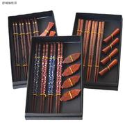 红檀木筷子筷架礼盒套装，家用高档新中式复古吃饭用筷托和筷子