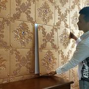 3D立体墙贴欧式大马士革自粘墙纸软包电视背景墙卧室装饰墙面贴纸