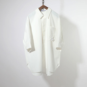 牧木原创设计男装潮流宽松挺括白色五分袖休闲衬衫男中袖小众衬衣