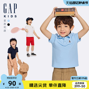 gap男幼童2024春夏吸湿速干小熊短袖polo衫儿童装t恤891696