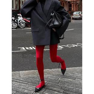 红色连裤袜子女秋冬季本命年打底裤天鹅绒红丝春秋款外穿显瘦丝袜