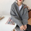韩版学生宽松外穿慵懒毛衣，短款针织衫气质，连帽针织外套女春秋