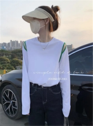 韩版时尚宽松潮流露肩设计感白色，t恤女欧洲站春季圆领短袖ins上衣
