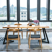 实木铁艺办公桌现代简约简易写字台长条会议桌子创意书桌家用桌子