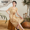 talasa丝棉刺绣小个子连衣裙，2024年束腰设计法式复古显瘦优雅