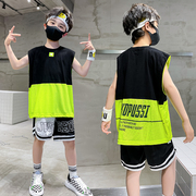 男童夏季背心篮球服2024儿童韩版运动网眼透气训练球衣套装潮