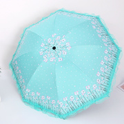 蕾丝公主太阳伞黑胶防紫外线，遮阳伞折叠超轻小巧便携两用晴雨