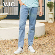 同款VJC/威杰思2024年夏季男装浅蓝色水洗直筒牛仔裤